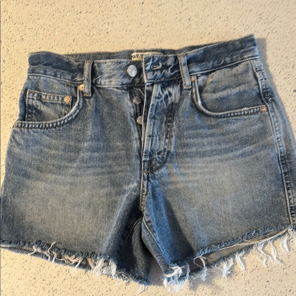 We The Free Blue Jean Shorts High-Waisted Distressed